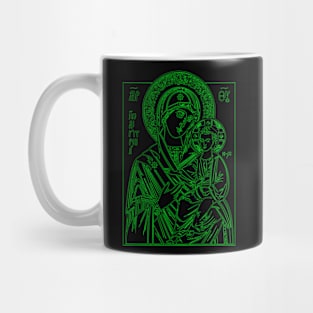 Icon of Virgin Mary and Jesus (green) Mug